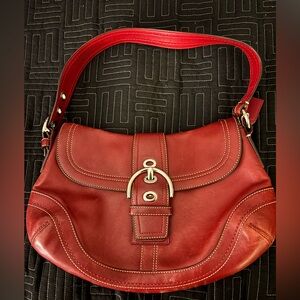 Vintage Coach Y2K Red Leather Shoulder Bag